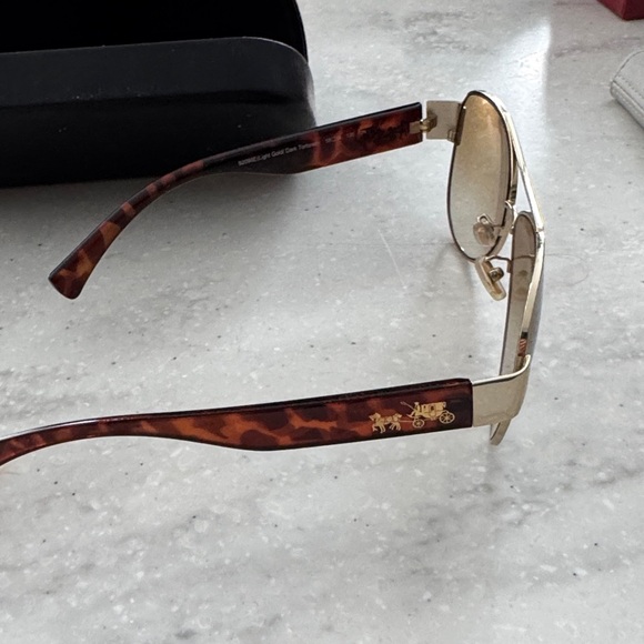 Coach Gold-Toned Aviator Sunglasses - Picture 2 of 3